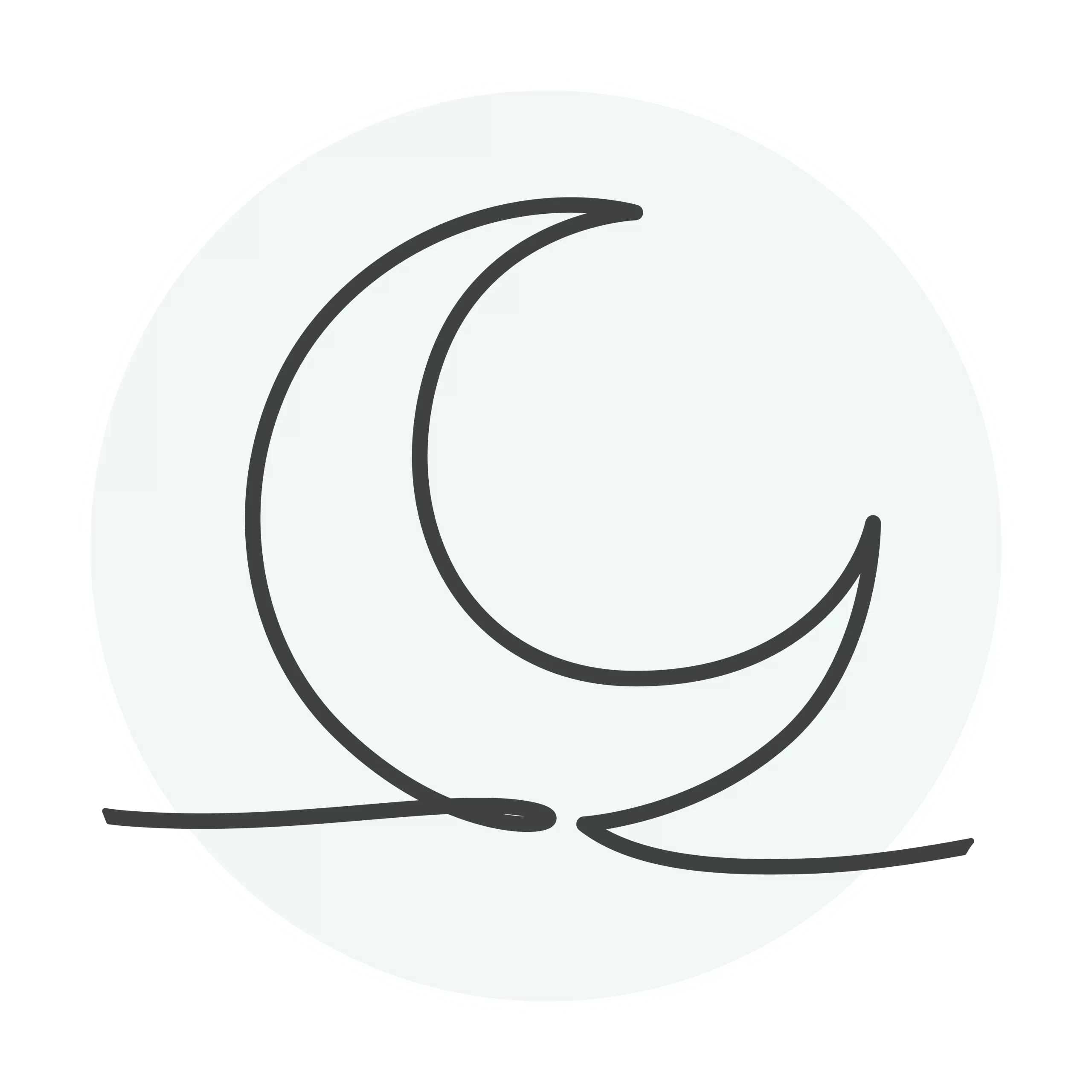 Circular icon of a moon line art.